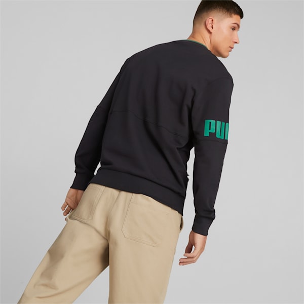 PUMA Power Colorblock Men's Regular Fit Sweatshirt, PUMA Black-Vine, extralarge-IND
