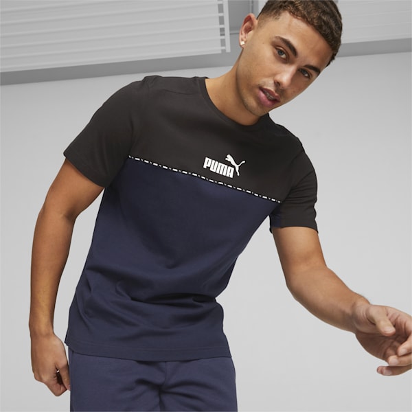 BLOCK x TAPE Men's Regular Fit T-Shirt, PUMA Navy, extralarge-IND