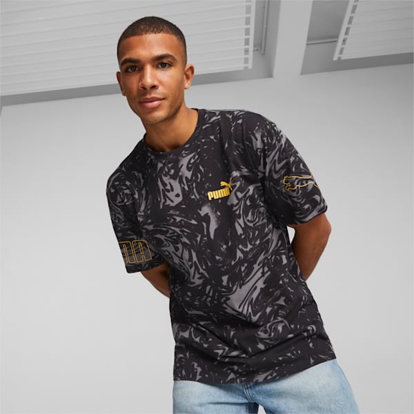 PUMA POWER AOP Men's Relaxed Fit T-Shirt, PUMA Black, extralarge-IND