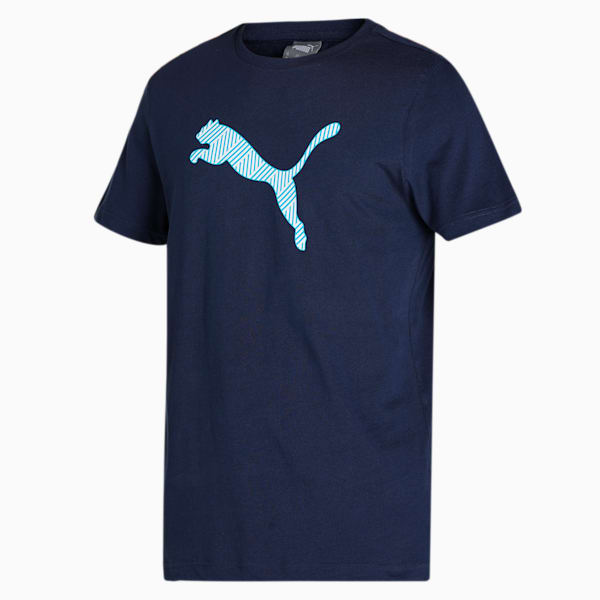 Puma Logo Men's Slim Fit T-Shirt, Peacoat, extralarge-IND