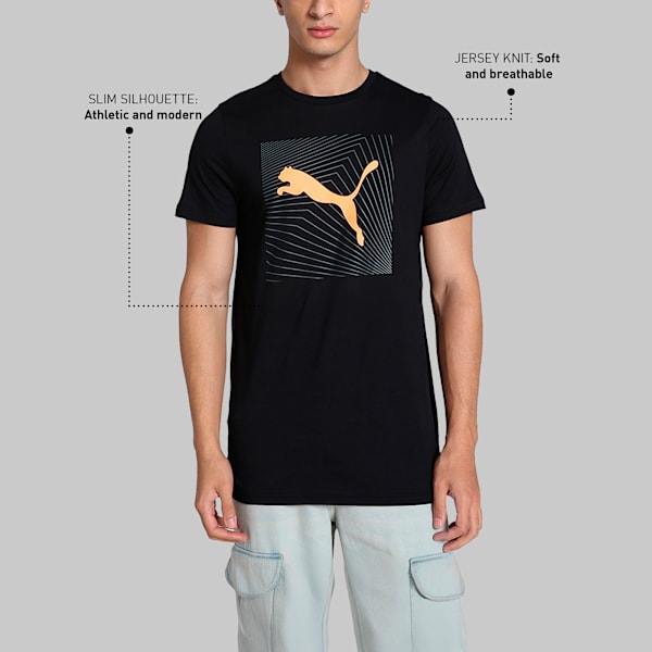 Logo Men's Slim Fit T-Shirt, Puma Black, extralarge-IND