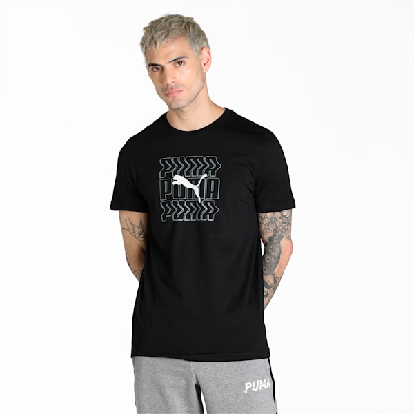 Graphic Logo Men's Slim Fit T-Shirt, Puma Black, extralarge-IND
