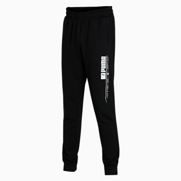 Zippered Graphic Men's Slim Fit Pants, Puma Black, extralarge-IND