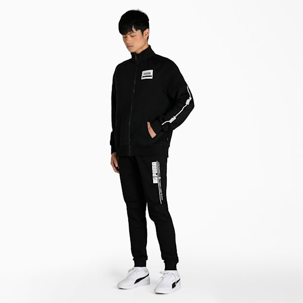 Zippered Graphic Men's Slim Fit Pants, Puma Black, extralarge-IND