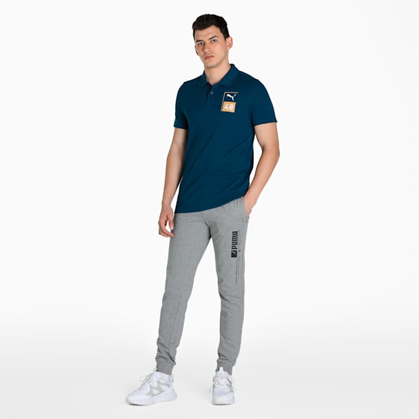 Zippered Graphic Men's Slim Fit Pants, Medium Gray Heather, extralarge-IND