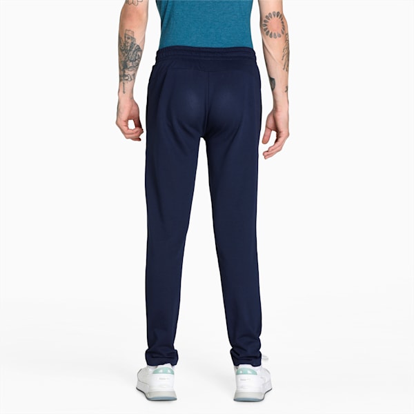 Zippered Graphic Men's Slim Fit Pants, Peacoat, extralarge-IND