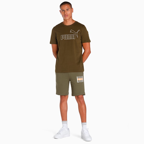 Multi Logo Men's Shorts Shorts, Dark Green Moss, extralarge-IND