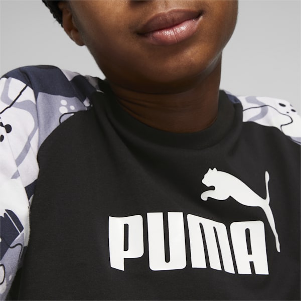 Street Art Printed Relaxed Fit Girl's Crop T-shirt, PUMA Black, extralarge-IND