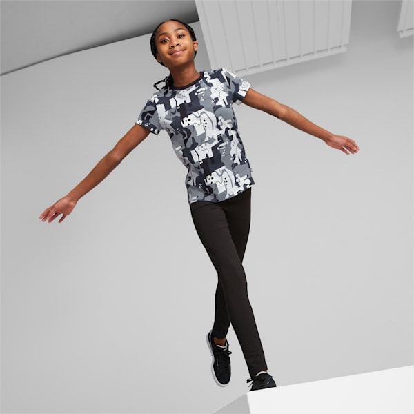 Essentials+ Street Art All Over Print Girl's T-Shirt, PUMA Black, extralarge-IND