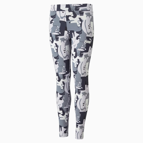 Essentials+ Street Art All Over Print Girls Leggings, PUMA Black, extralarge-IND