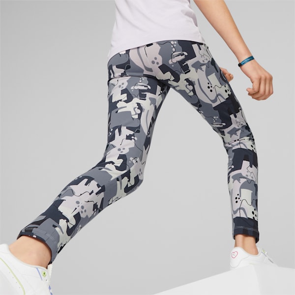 Essentials+ Street Art All Over Print Girls Leggings, PUMA Black, extralarge-IND