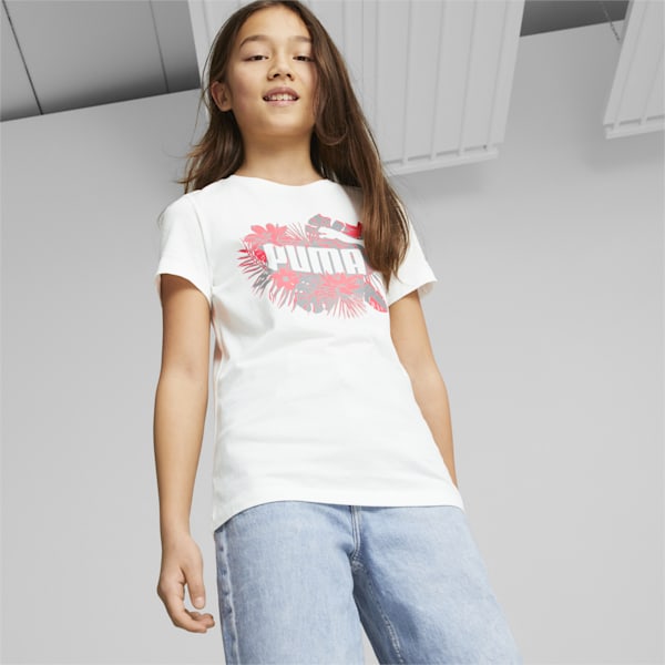Flower Power Girl's T-Shirt, PUMA White, extralarge-AUS
