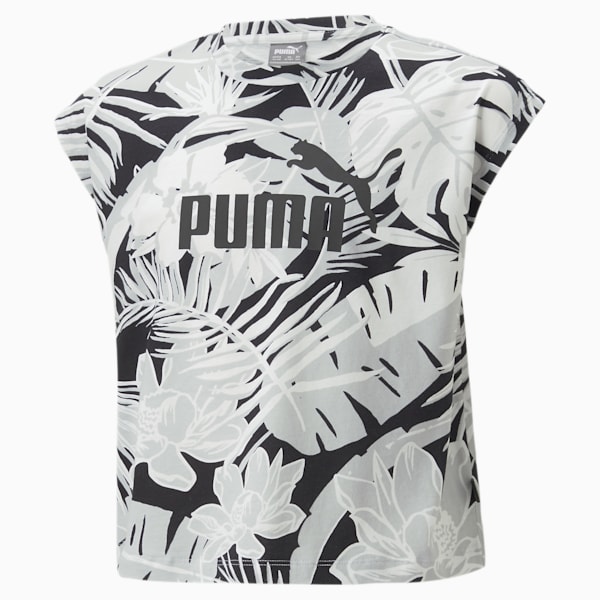 Girl's Printed Sleeveless T-shirt, PUMA White, extralarge-IND