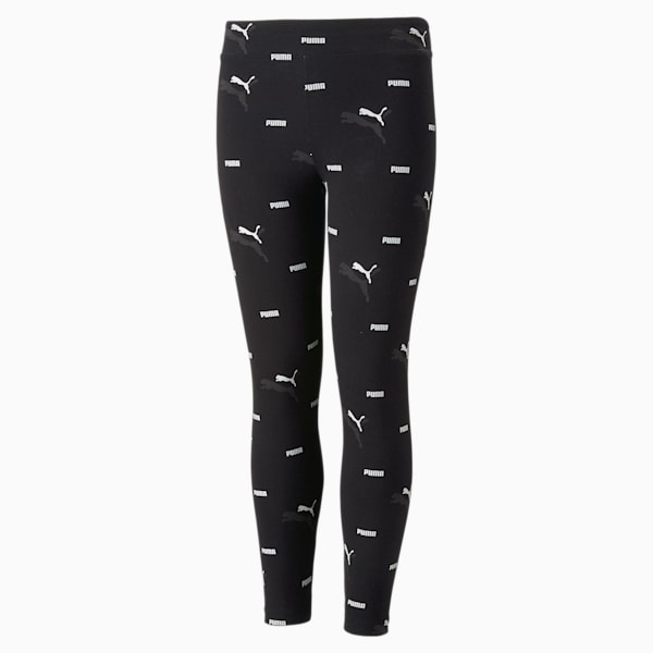 Essentials+ Logolab All Over Print 7/8 Girls Leggings, PUMA Black, extralarge-IND