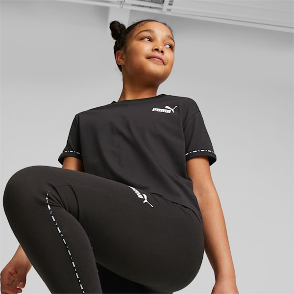 PUMA Power Tape Girls Relaxed Fit T-Shirt, PUMA Black, extralarge-IND