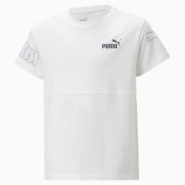 PUMA Power Colour Block Tee Youth, PUMA White, extralarge