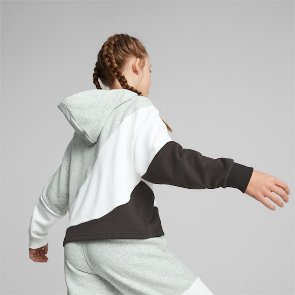 PUMA Power Cat Hoodie Youth, Light Gray Heather, extralarge