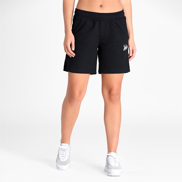 Graphic Women's Relaxed Fit Shorts, Puma Black, extralarge-IND