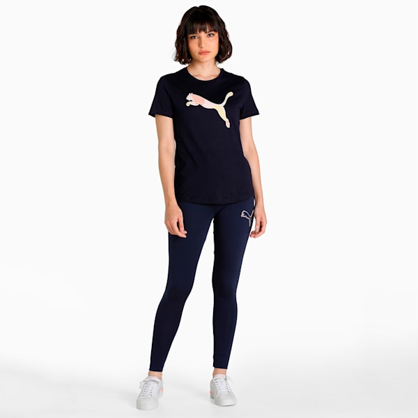 Patterned Graphic Logo Women's Regular Fit T-Shirt, Peacoat, extralarge-IND
