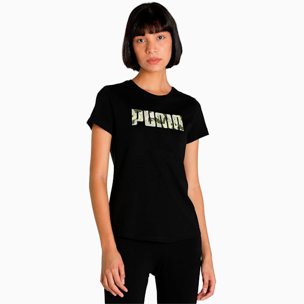 Camo Graphic Logo Women's Regular Fit T-Shirt, Puma Black, extralarge-IND