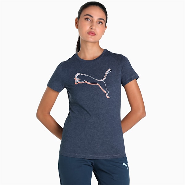 Graphic Cat Logo Women's Regular Fit T-Shirt, Peacoat Heather, extralarge-IND