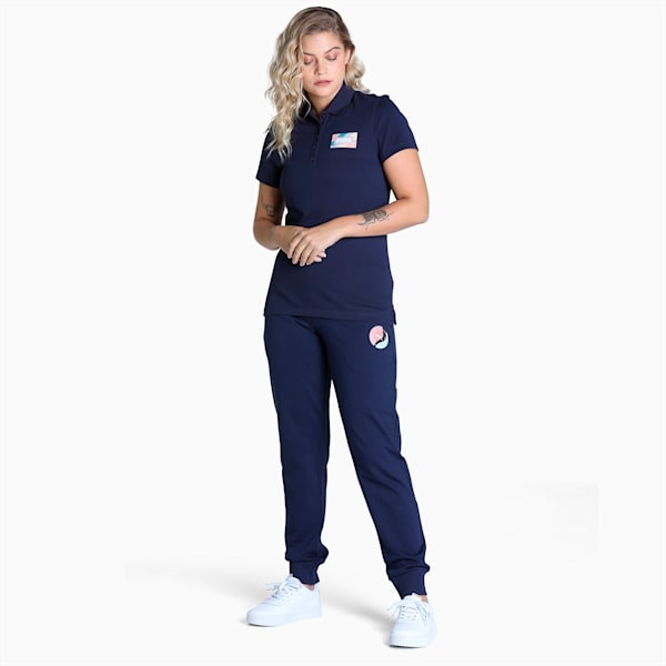 Wavy Box Graphic Women's Regular Fit Polo, Peacoat, extralarge-IND