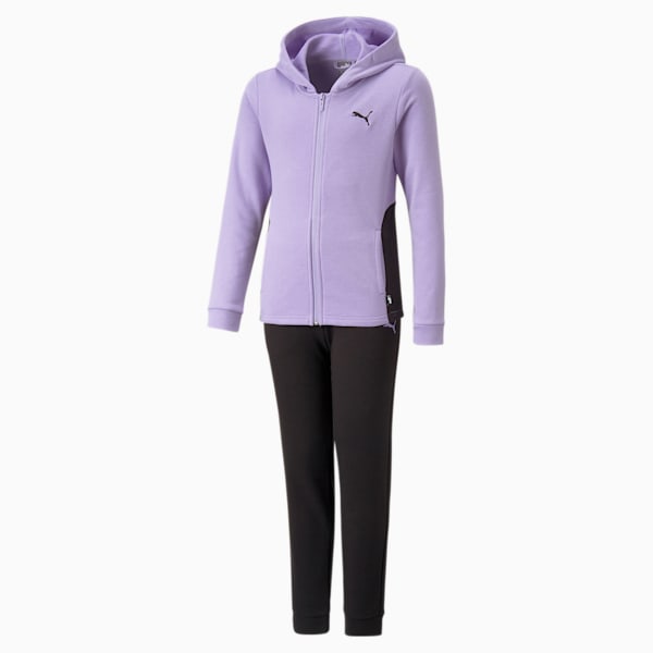 Hooded Sweatsuit Youth, PUMA Black-Vivid Violet, extralarge-GBR