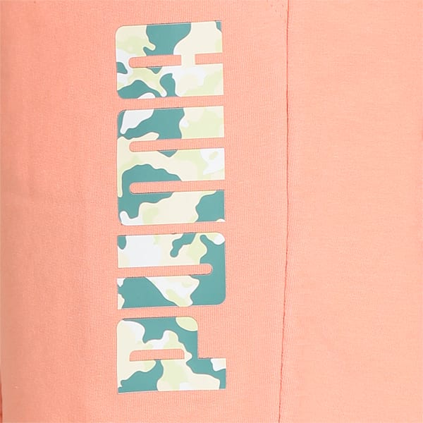 Camo Graphic Logo Women's Relaxed Fit Shorts, Peach Pink, extralarge-IND