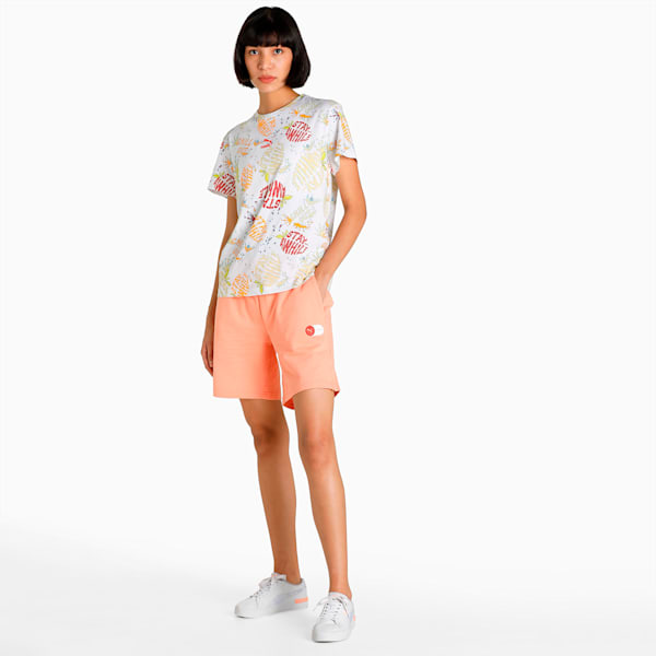 Swipe Graphic Women's Relaxed Fit Shorts, Peach Pink, extralarge-IND