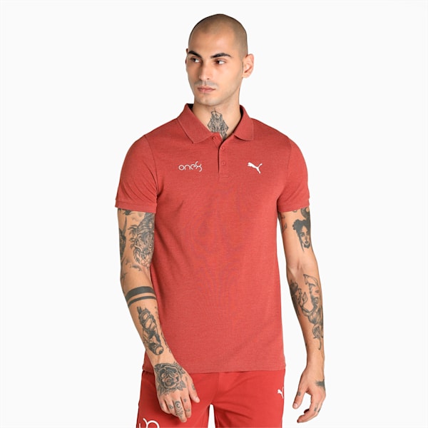 PUMA x one8 Men's Heather Slim Fit Polo, Chili Oil Heather, extralarge-IND