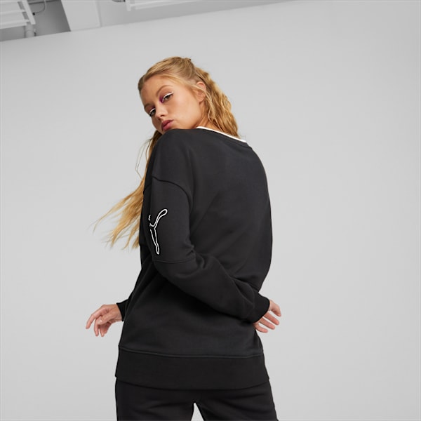 Power Colorblock Crew Women's Sweatshirt, PUMA Black, extralarge-IND