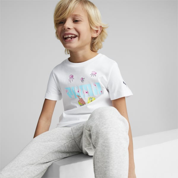 PUMA x SPONGEBOB Logo Kids' Regular Fit T-Shirt, PUMA White, extralarge-AUS