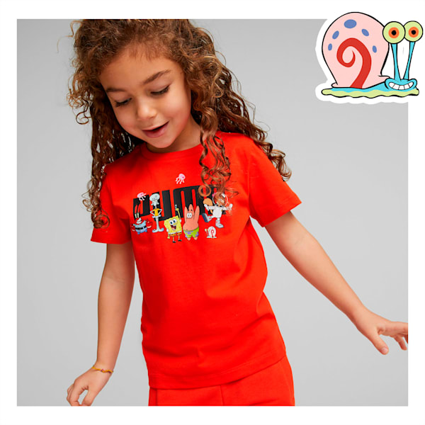 PUMA x SPONGEBOB Logo Kids' Regular Fit T-Shirt, Warm Earth, extralarge-IND