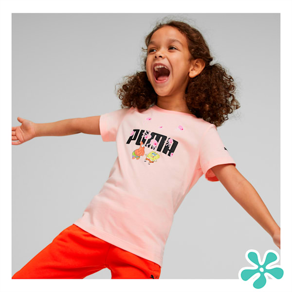 PUMA x SPONGEBOB Logo Kids' T-Shirt, Rose Dust