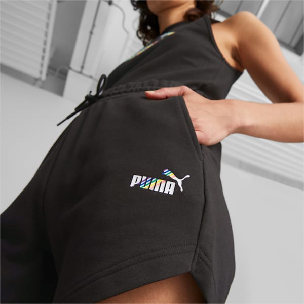 Essential+ LOVE IS LOVE Women's Regular Fit Shorts, PUMA Black, extralarge-IND