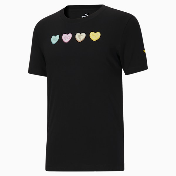 Conversation Hearts Graphic Men's Tee, Cotton Black, extralarge