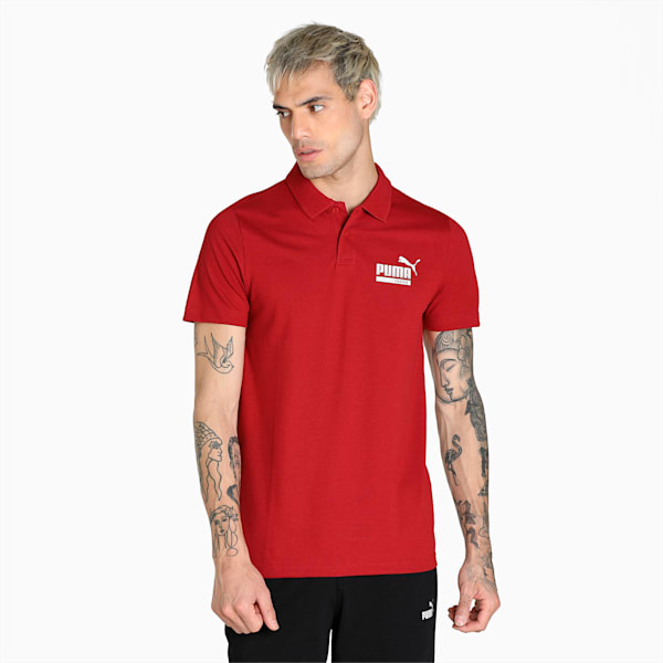 Graphic Pique Men's Slim Fit Polo, Intense Red, extralarge-IND