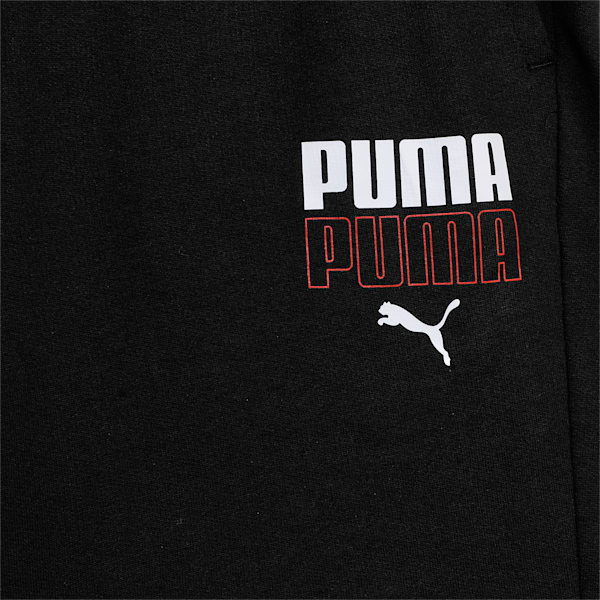 PUMA Graphic Logo Boy's Regular Fit Shorts, PUMA Black, extralarge-IND