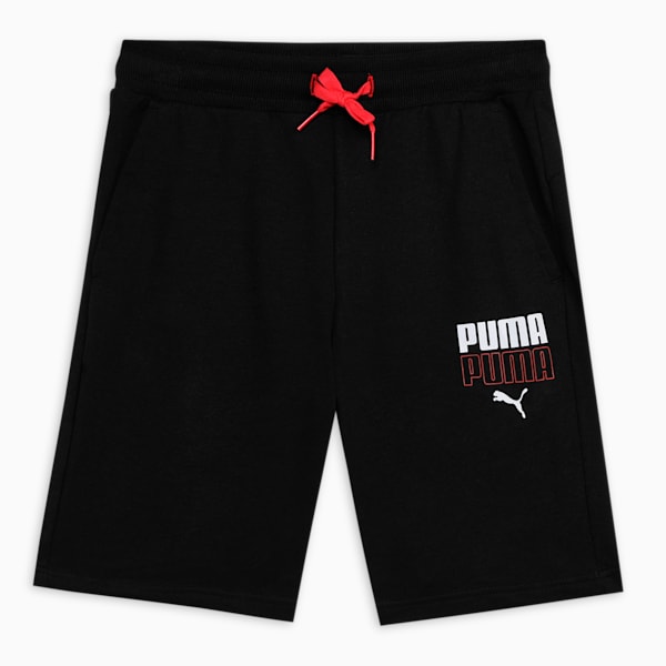 PUMA Graphic Logo Boy's Regular Fit Shorts, PUMA Black, extralarge-IND