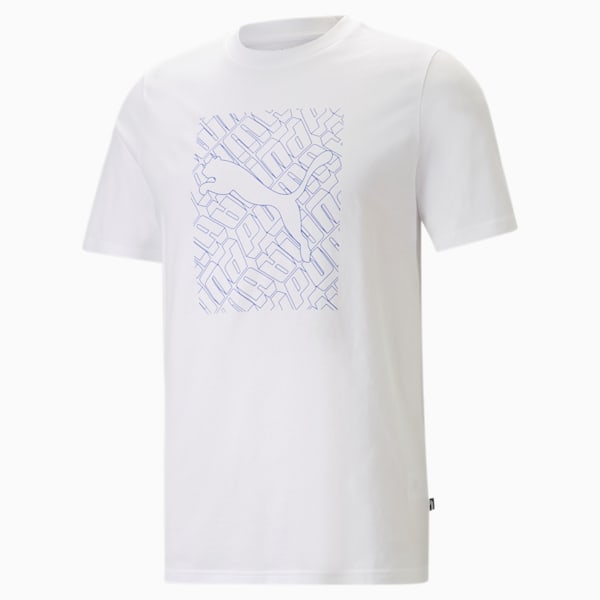 Camiseta de gráficos con diseño de gato para hombre, PUMA White, extralarge