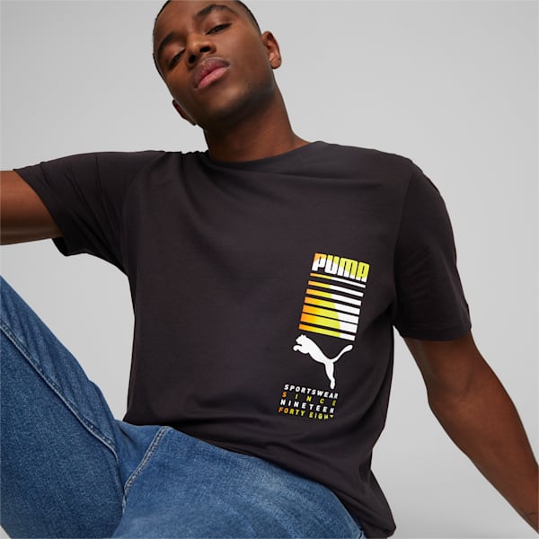 PUMA Graphics Multicolor Men's Regular Fit T-Shirt, PUMA Black, extralarge-IND
