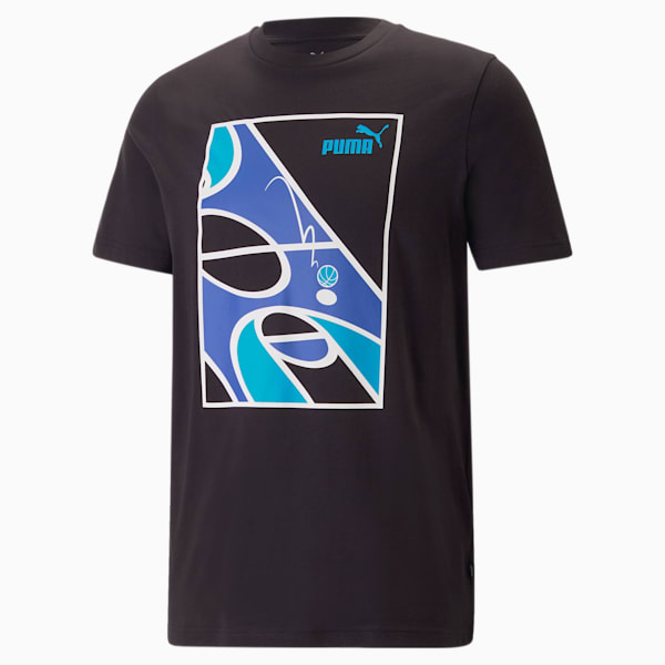 PUMA Graphics Court Men's Regular Fit T-Shirt, PUMA Black, extralarge-IND