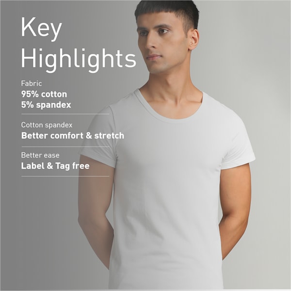 Men's Crew-Neck Vests Pack of 2 with EVERFRESH Technology, PUMA White-PUMA White, extralarge-IND