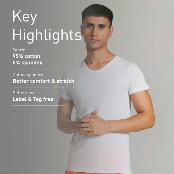 Men's V-Neck Vests Pack of 2 with EVERFRESH Technology, PUMA White-PUMA White, extralarge-IND