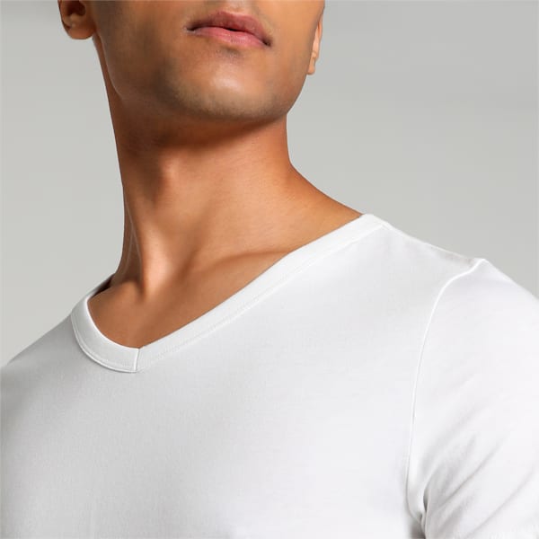 Basic V-Neck Men's T-Shirts Pack of 2 with EVERFRESH Technology, Puma White-Puma White, extralarge-IND