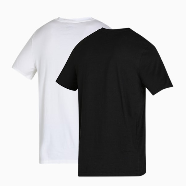 V-Neck Men's T-Shirts Pack of 2, PUMA White-PUMA Black, extralarge-IND