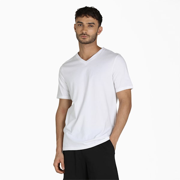 Men's V-Neck T-Shirts Pack of 2, PUMA White-PUMA Black, extralarge-IND