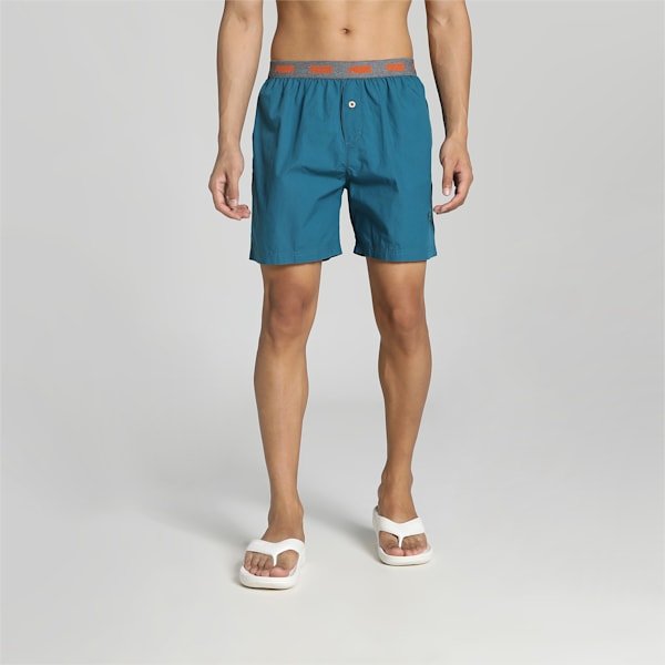 Men's Basic Woven Boxers, Blue Coral, extralarge-IND