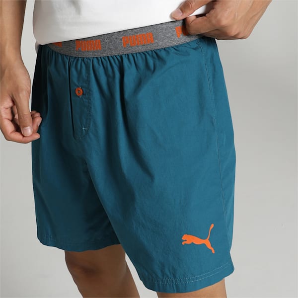 Men's Basic Woven Boxers, Blue Coral, extralarge-IND