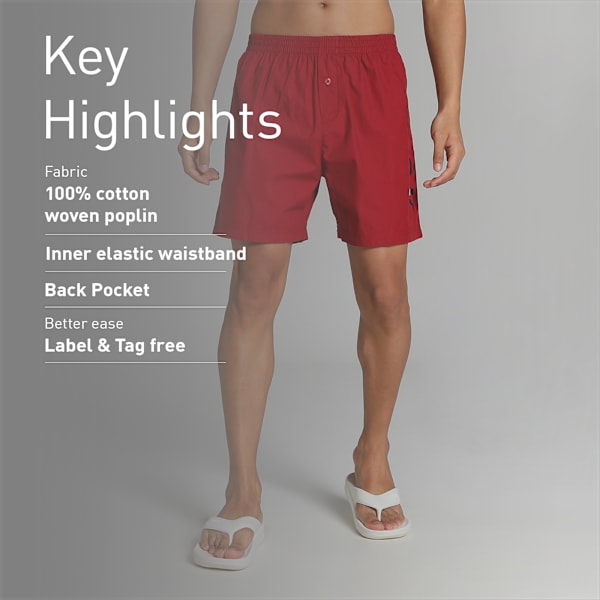 Men's Woven Boxers Pack of 2, PUMA Black-Rhubarb, extralarge-IND